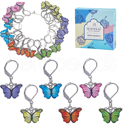 24Pcs 6 Colors Alloy Enamel Pendant Decorations HJEW-SC00046-1