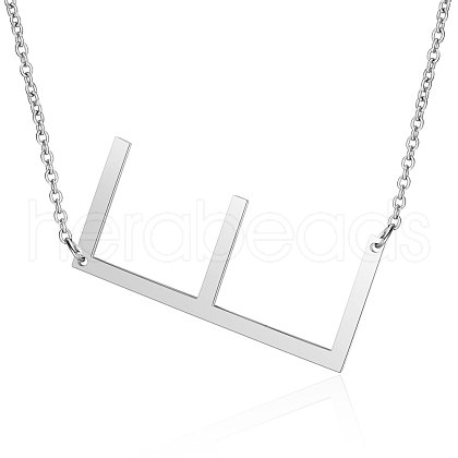 201 Stainless Steel Initial Pendants Necklaces NJEW-S069-JN003D-E-1