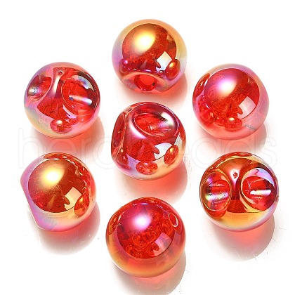 UV Plating Rainbow Iridescent Acrylic Beads OACR-G012-04C-1