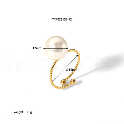 Vintage Chic Stainless Steel & White Round Imitation Pearl Cuff Rings UZ5411-2-1
