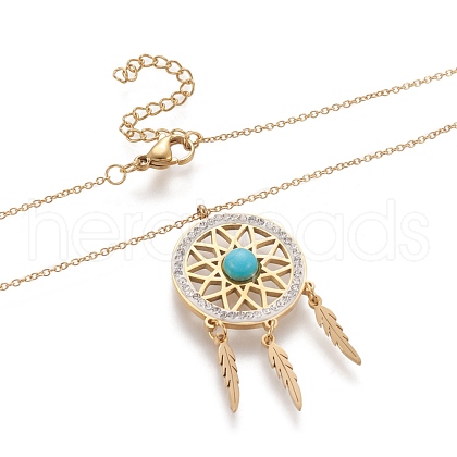 304 Stainless Steel Pendant Necklaces NJEW-M184-05G-1