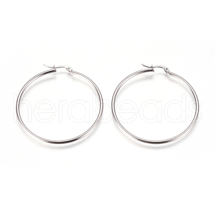 Tarnish Resistant 201 Stainless Steel Big Hoop Earrings EJEW-F237-02C-P-1