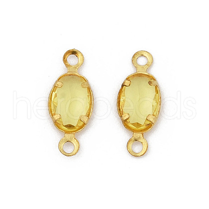 Brass K9 Glass Connector Charms KK-K295-01G-01-1
