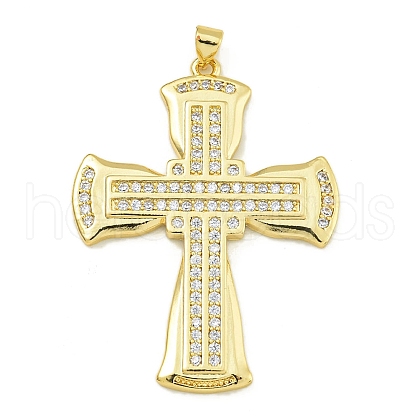 Rack Plating Brass Pave Cubic Zirconia Pendants KK-U029-02G-03-1