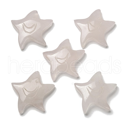 Natural Rose Quartz Carved Cabochons G-Q190-04B-1