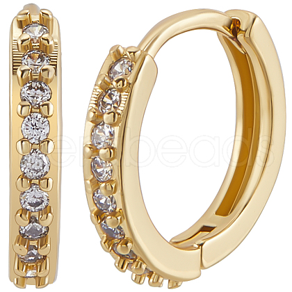 Beebeecraft 3 Pairs Brass Micro Pave Clear Cubic Zirconia Hoop Earrings EJEW-BBC0001-29-1