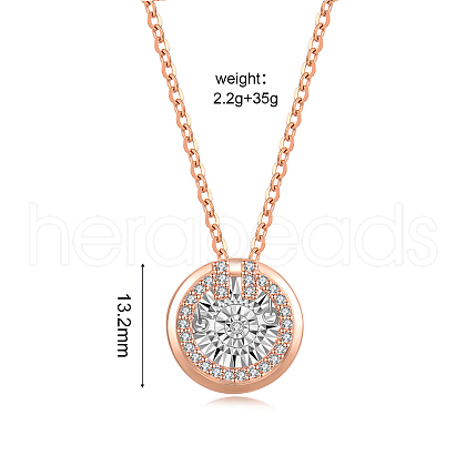 Fashionable Brass Pave Clear Cubic Zirconia & Moissanite Flat Round Pendant Necklaces WO7421-1