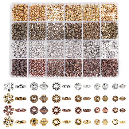   1200Pcs 24 Styles Tibetan Style Alloy Spacer Beads Sets TIBEB-PH0005-07-1