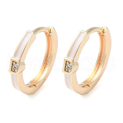 Brass Micro Pave Clear Cubic Zirconia Hoop Earrings for Women EJEW-S234-06G-1