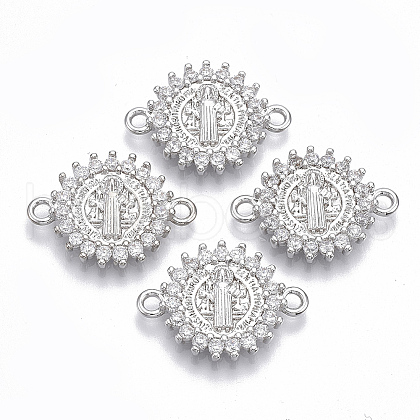 Brass Micro Pave Cubic Zirconia Links connectors X-ZIRC-T005-035B-P-1