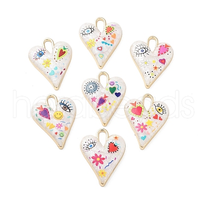 Rack Plating Alloy Enamel Pendants FIND-C050-09G-1