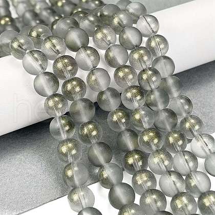 Frosted Transparent Glass Bead Strands X1-GLAA-P065-8mm-12-1