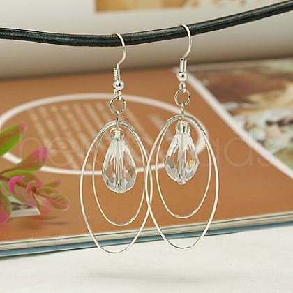 Trendy Glass Teardrop Dangle Earrings EJEW-JE00529-01-1