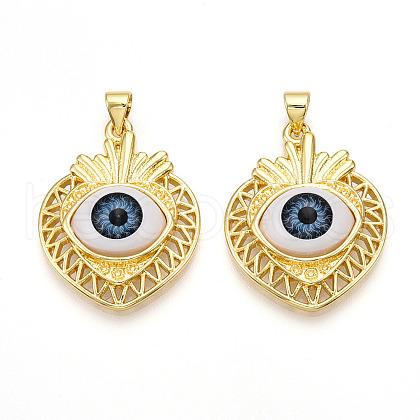 Brass Resin Pendants KK-T070-96-1