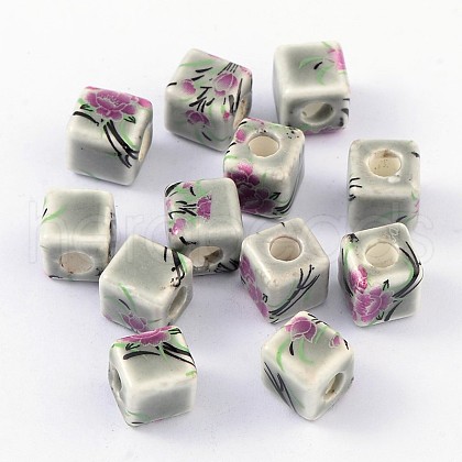 Handmade Printed Porcelain Beads PORC-Q160-2-1