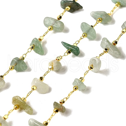 Handmade Natural Green Aventurine Chip Beaded Chains CHC-F020-10G-01-1