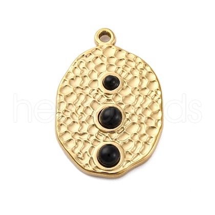 304 Stainless Steel Natural Obsidian Pendants STAS-H235-09G-01-1