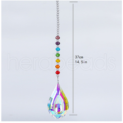 Chakra Theme K9 Crystal Glass Big Pendant Decorations HJEW-PW0001-019D-01-1