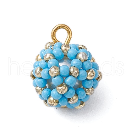 Seed Beads Beaded Charms PALLOY-MZ00314-02-1
