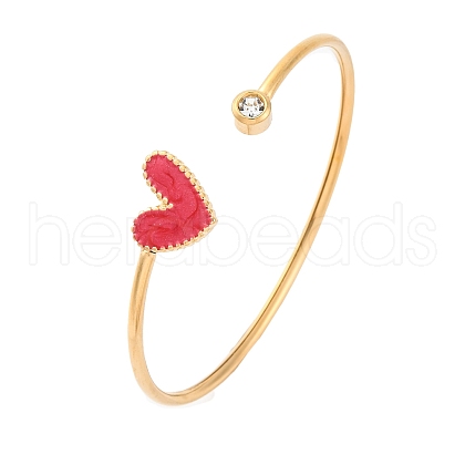 201 Stainless Steel Enamel Cuff Bangles for Women BJEW-F492-01G-03-1