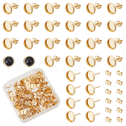 Unicraftale Flat Round 304 Stainless Steel Stud Earring Settings STAS-UN0060-74B-G-1