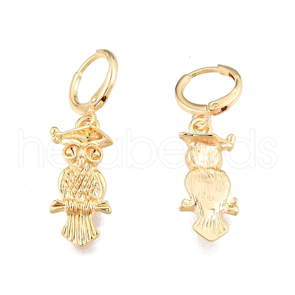 Brass Owl Dangle Leverback Earrings Findings KK-N216-551-1