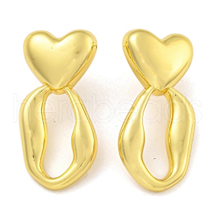 Rack Plating Heart Brass Stud Earrings EJEW-I313-02G-1