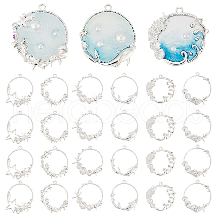 Olycraft Alloy Open Back Bezel Pendants PALLOY-OC0001-65-1
