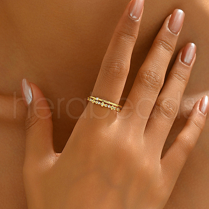 Brass Micro Pave Clear Cubic Zirconia Cuff Rings for Women GZ7221-1