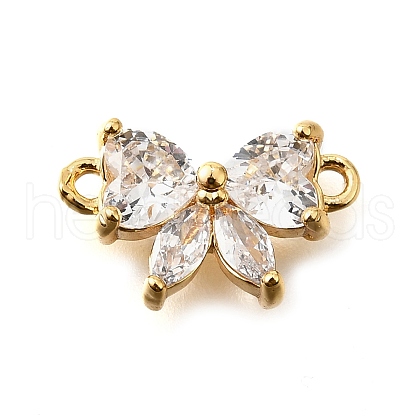 Brass Clear Cubic Zirconia Connector Charms KK-U065-04C-G-1