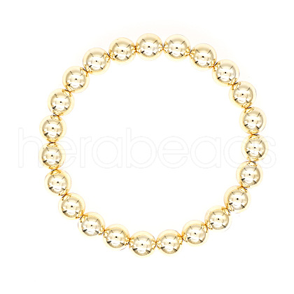 Classic Golden Tone Round Brass Beaded Stretch Bracelets for Women Men IN4084-2-1