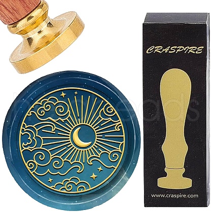 Brass Wax Seal Stamp with Wood Handle AJEW-WH0412-0351-1