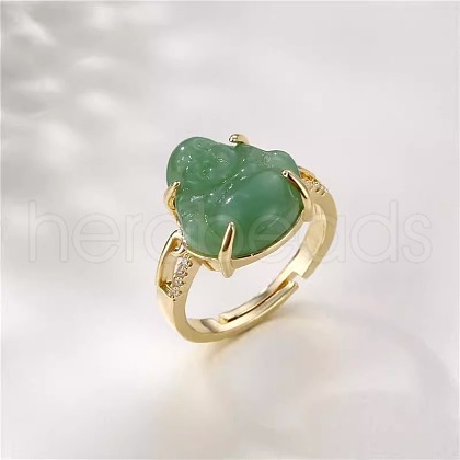 Brass & Resin Adjustable Finger Rings for Women FS-WG6D172-01-1