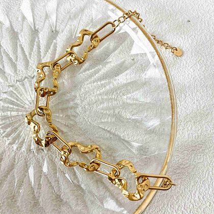 304 Stainless Steel Oval Link Chain Bracelets for Women BJEW-S173-02B-G-1