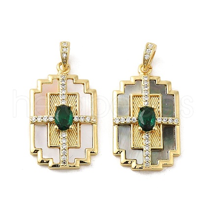 Brass Micro Pave Cubic Zirconia Pendants ZIRC-P110-01G-1