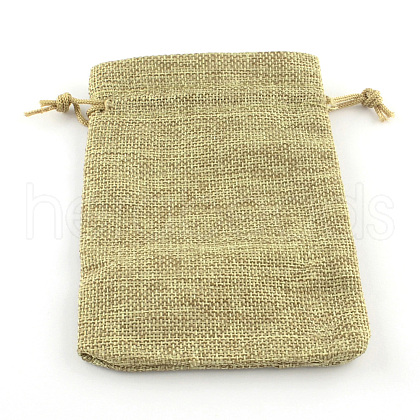 Polyester Imitation Burlap Packing Pouches Drawstring Bags X-ABAG-R005-18x13-01-1