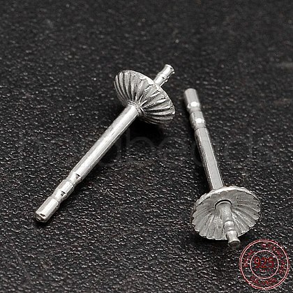 925 Sterling Silver Cup Ear Stud Findings STER-F015-03-1
