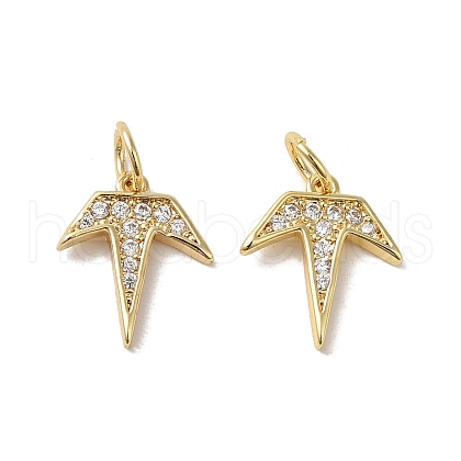 Rack Plating Brass Micro Pave Cubic Zirconia Pendants KK-K377-66G-1