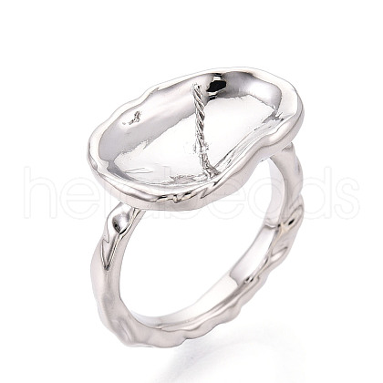 Oval Brass Finger Ring Settings KK-T076-37P-1