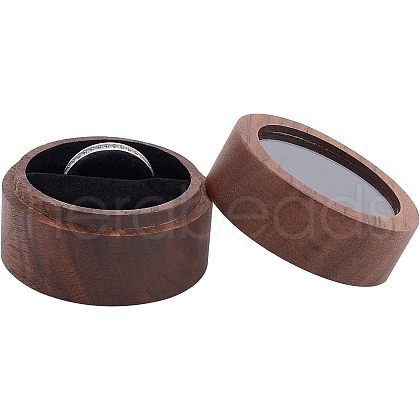 Walnut Wooden Engagement Ring Boxes CON-WH0072-87-1