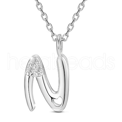 SHEGRACE Rhodium Plated 925 Sterling Silver Initial Pendant Necklaces JN910A-1