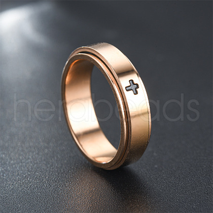 Cross Pattern 304 Stainless Steel Rotatable Finger Rings FS-WGAA8E6-06-1