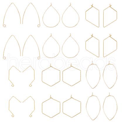 AHADERMAKER 12 Pairs 6 Styles Brass Earring Hooks KK-GA0001-61-1