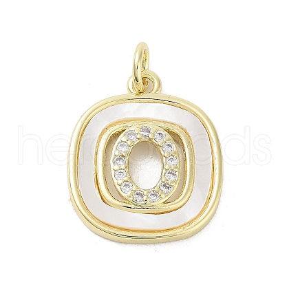 Rack Plating Brass Micro Pave Clear Cubic Zirconia Pendants KK-E102-33G-O-1