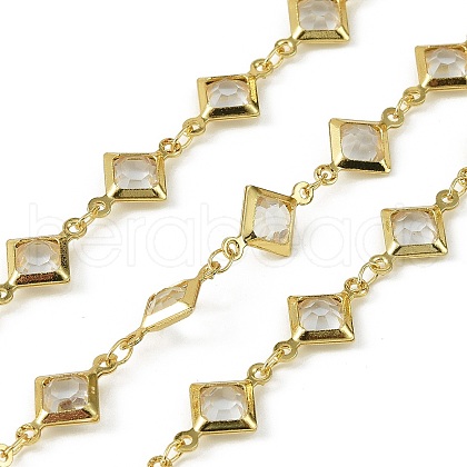 Brass Glass Rhombus Link Chains CHC-R001-05G-04-1