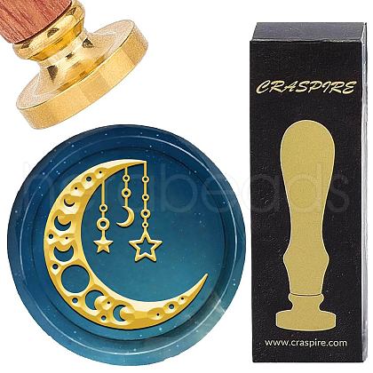Brass Wax Seal Stamp with Wood Handle AJEW-WH0412-0330-1