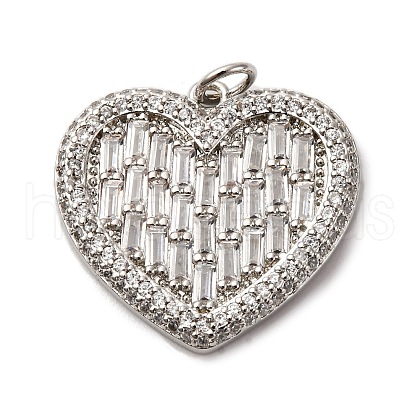 Brass Micro Pave Clear Cubic Zirconia Pendants KK-U076-21P-1