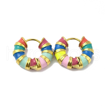 Enamel Round Hoop Earrings EJEW-Q704-05G-06-1