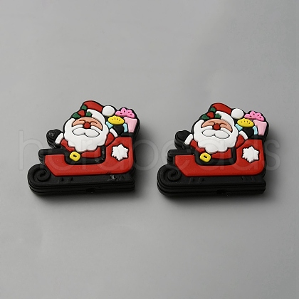 Sleigh with Santa Claus Christmas Silicone Beads SIL-SZC0003-01-1