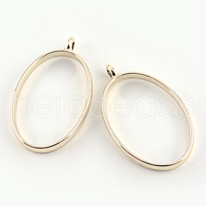 Rack Plating Alloy Oval Open Back Bezel Pendants PALLOY-S047-26E-FF-1
